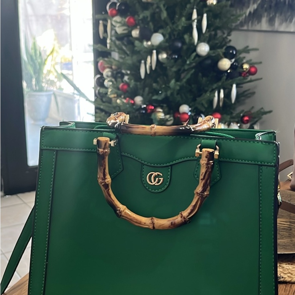 Green Bamboo Handle Bag